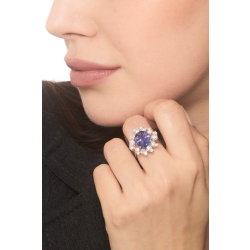 Tansanit Ring Weißgold 18 Karat mit Diamanten  2