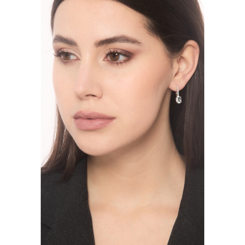 Aquamarin Ohrhänger mit Diamanten aus 18K Weißgold Aquamarin Ohrhänger mit Diamanten aus 18K Weißgold