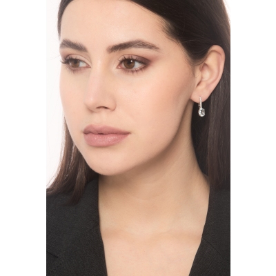 Aquamarin Ohrhänger mit Diamanten aus 18K Weißgold