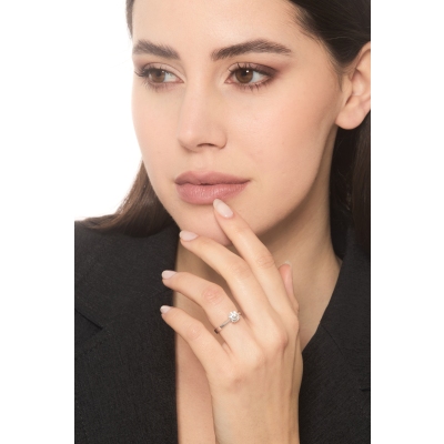 Einkarätiger Verlobungsring Weißgold 18K