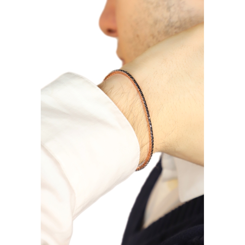 750er Roségold Tennisarmband mit schwarzen Diamanten