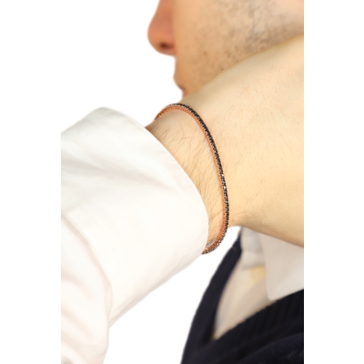 750er Roségold Tennisarmband mit schwarzen Diamanten