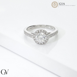 Verlobungsring aus Weißgold 18K mit Diamant 1 Karat IGI