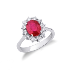 Rubin Ring aus 18k Weißgold mit Diamanten