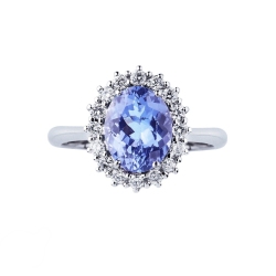 Tansanit Ring 750er Weißgold mit Brillanten  2