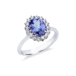 Tansanit Ring 750er Weißgold mit Brillanten