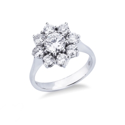 Weißgoldring mit Blume aus Diamanten