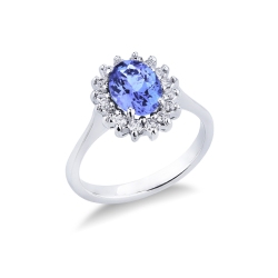 Ring Weißgold 750 mit Tansanit und Diamanten