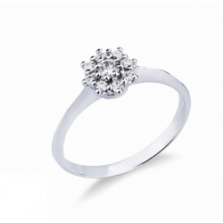 Blumenring aus 18k Weißgold mit Diamanten