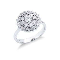 Weißgold Halo Ring mit Diamanten