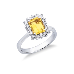 Halo Ring mit Citrin und Diamanten