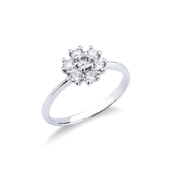 Weißgold-Diamantring Blumenring