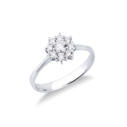 Blumenförmiger Halo Ring mit Diamanten