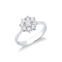 Weißgold 18K Blumenring Halo Ring