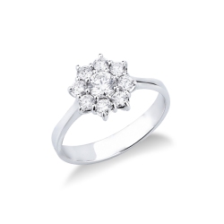 Halo Ring Blumenring aus Weißgold 18K