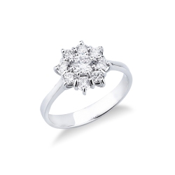 Blumenförmiger Halo Ring Weißgold mit Diamanten