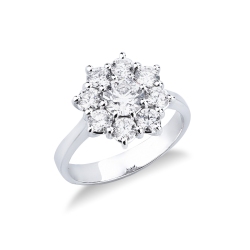 Weißgold 750 blumenförmiger Halo Ring mit Diamanten