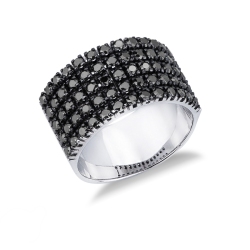 Schwarze Diamanten Weißgoldring Bandring
