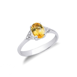 Ring 750er Weißgold mit Citrin und Diamanten
