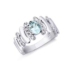 Bandring mit Diamanten und Aquamarin Weißgold