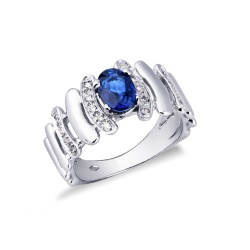 Moderner Saphir Ring mit Diamanten Weißgold 18K