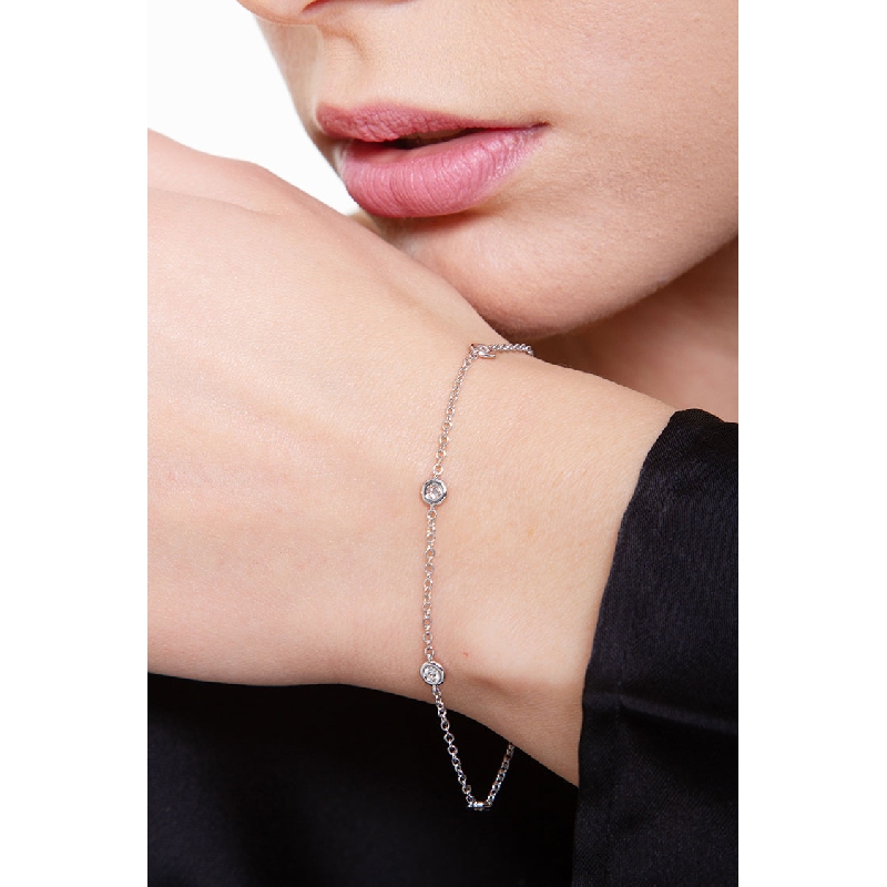 Weißgold Armband mit 5 Diamanten 