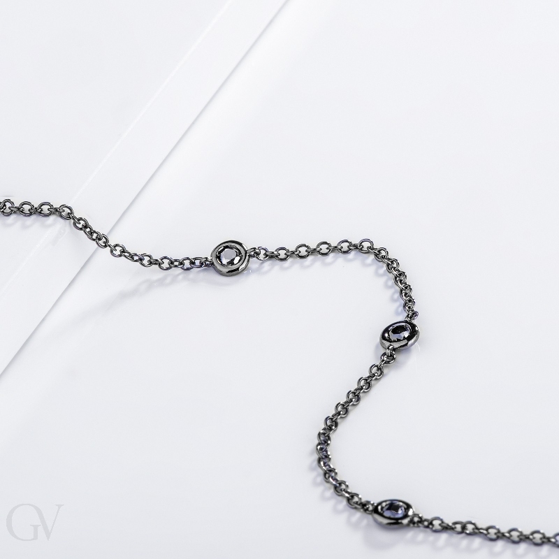 Weißgold Armband Herren mit schwarzen Diamanten