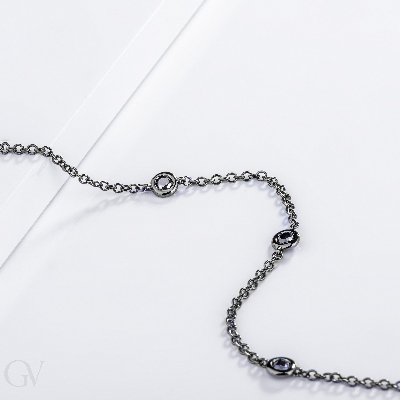 Weißgold Armband Herren mit schwarzen Diamanten