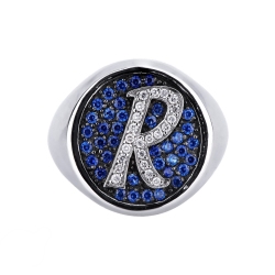 Weißgold Ring Pavé mit Diamanten und Saphiren