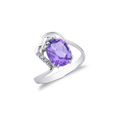 Weißgoldring mit Amethyst und Brillanten  