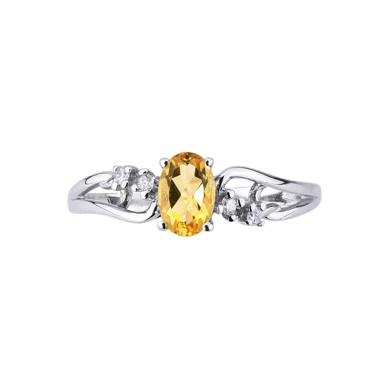 Citrin Damenring Weißgold 18k mit Diamanten  Citrin Damenring Weißgold 18k mit Diamanten