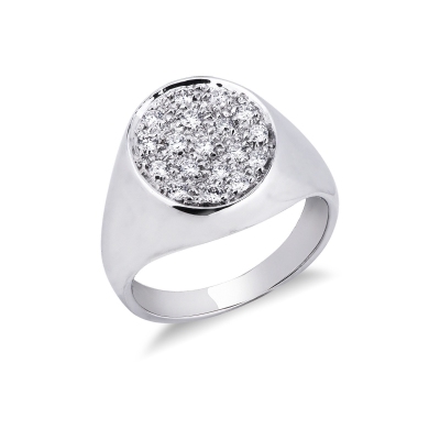 Herrenring aus Weißgold mit Diamanten