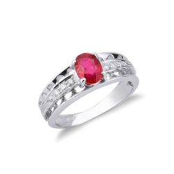 Ring mit Rubin und Diamanten 18K Weißgold 750