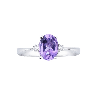 Weißgold 18K Amethyst Ring mit Diamanten