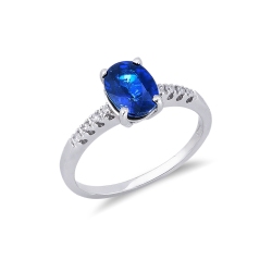 Weißgold Ring mit Saphir und Diamanten