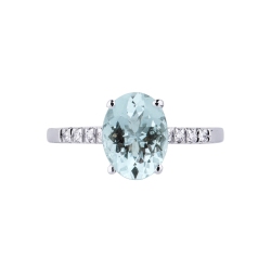 Weißgold Ring Damen mit Diamanten und Aquamarin 2