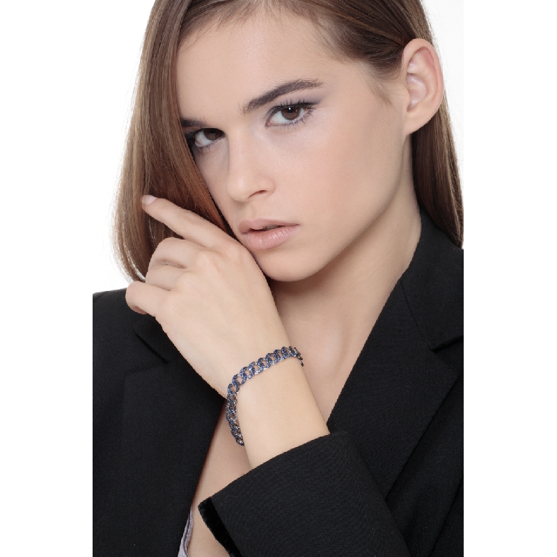 Weißgold Armband Damen mit blauen Saphiren  Weißgold Armband Damen mit blauen Saphiren