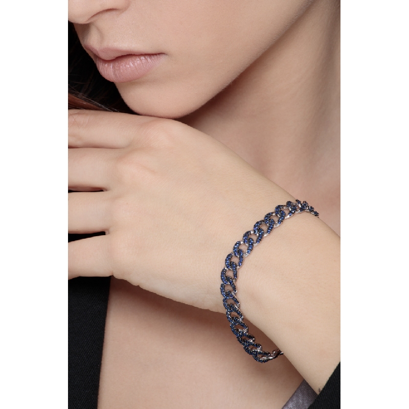 Weißgold Armband Damen mit blauen Saphiren  Weißgold Armband Damen mit blauen Saphiren