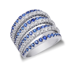 Saphir Bandring mit Brillanten Weißgold 18K
