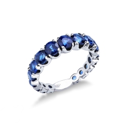 Weißgold Memory Ring mit blauen Saphiren