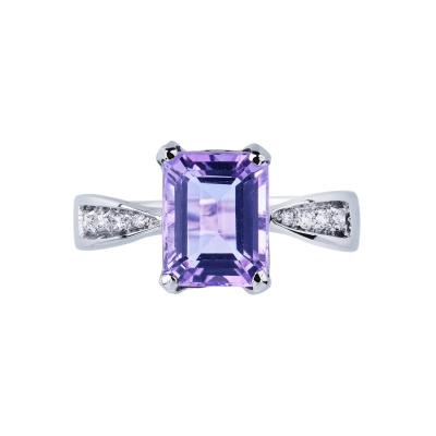 Amethyst Damenring mit Diamanten 750er Weißgold 