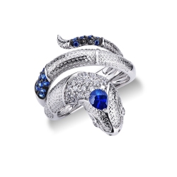 Weißgold Ring Schlange mit Saphiren und Diamanten