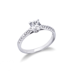 Solitär Ring Diamantring aus 18K Weißgold