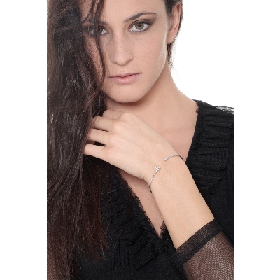 Armreif aus Weißgold 18k mit Buchstabe B aus Diamanten 