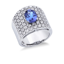 Bandring Weißgold mit Diamanten und Tansanit