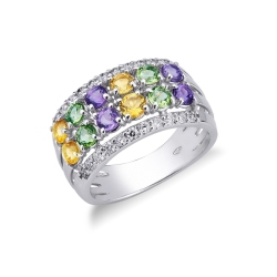 Weißgold Ring mit bunten Edelsteinen
