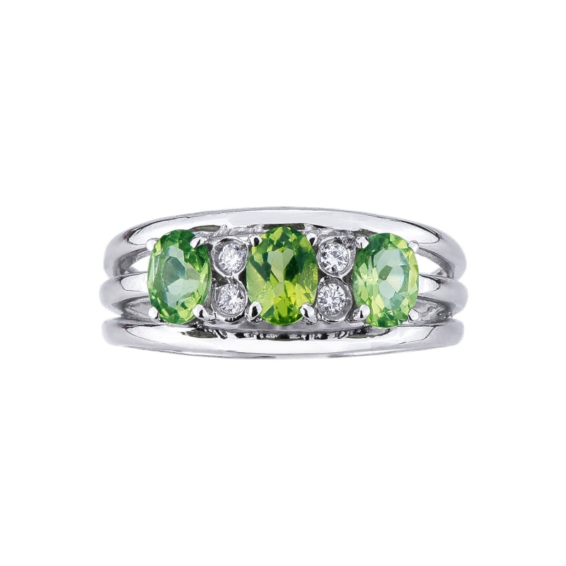 Peridot Weißgold Ring mit Diamanten Peridot Weißgold Ring mit Diamanten