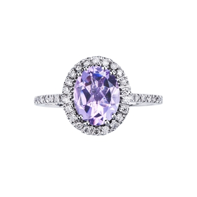 Amethyst Ring mit Diamanten 18K Weißgold