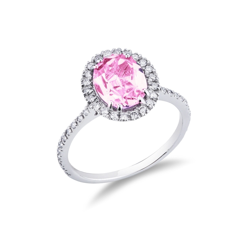 Saphir rosa Weissgold Ring mit Diamanten