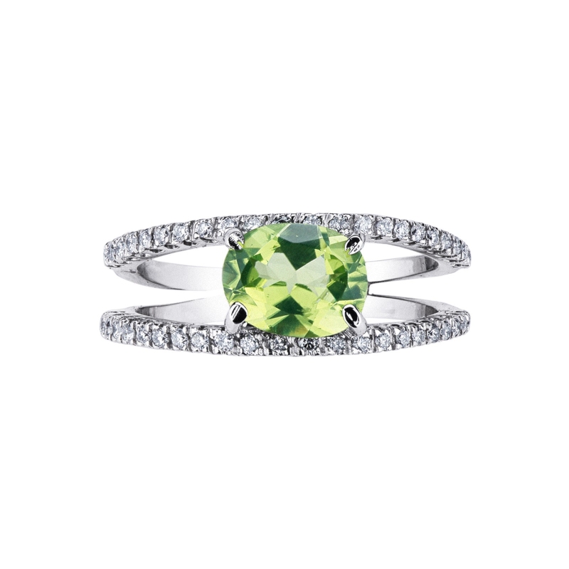 Peridot Diamanten Weißgoldring 750 Damen 